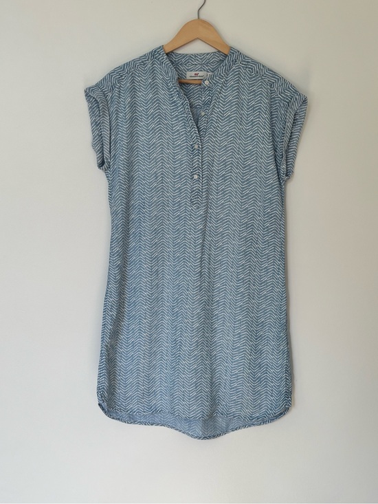 Vineyard Vines Blue and White Chevron Shirt Dress women’s size 8